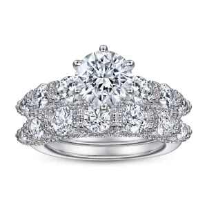 Round Zircon with Beading Zircon Silver Ring Set