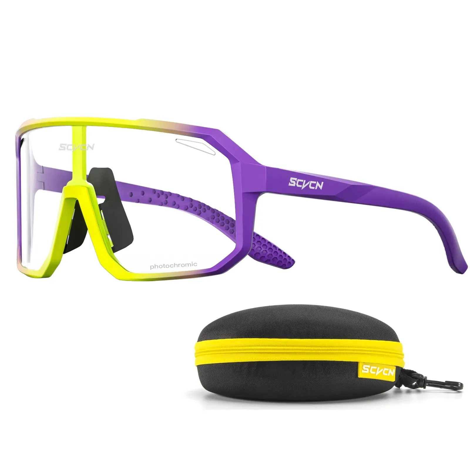 SCVCN Men Women Outdoor Sports Photochromic Cycling Sunglasses Male MTB Bicycle Glasses  Road Running Fishing Goggles With Case