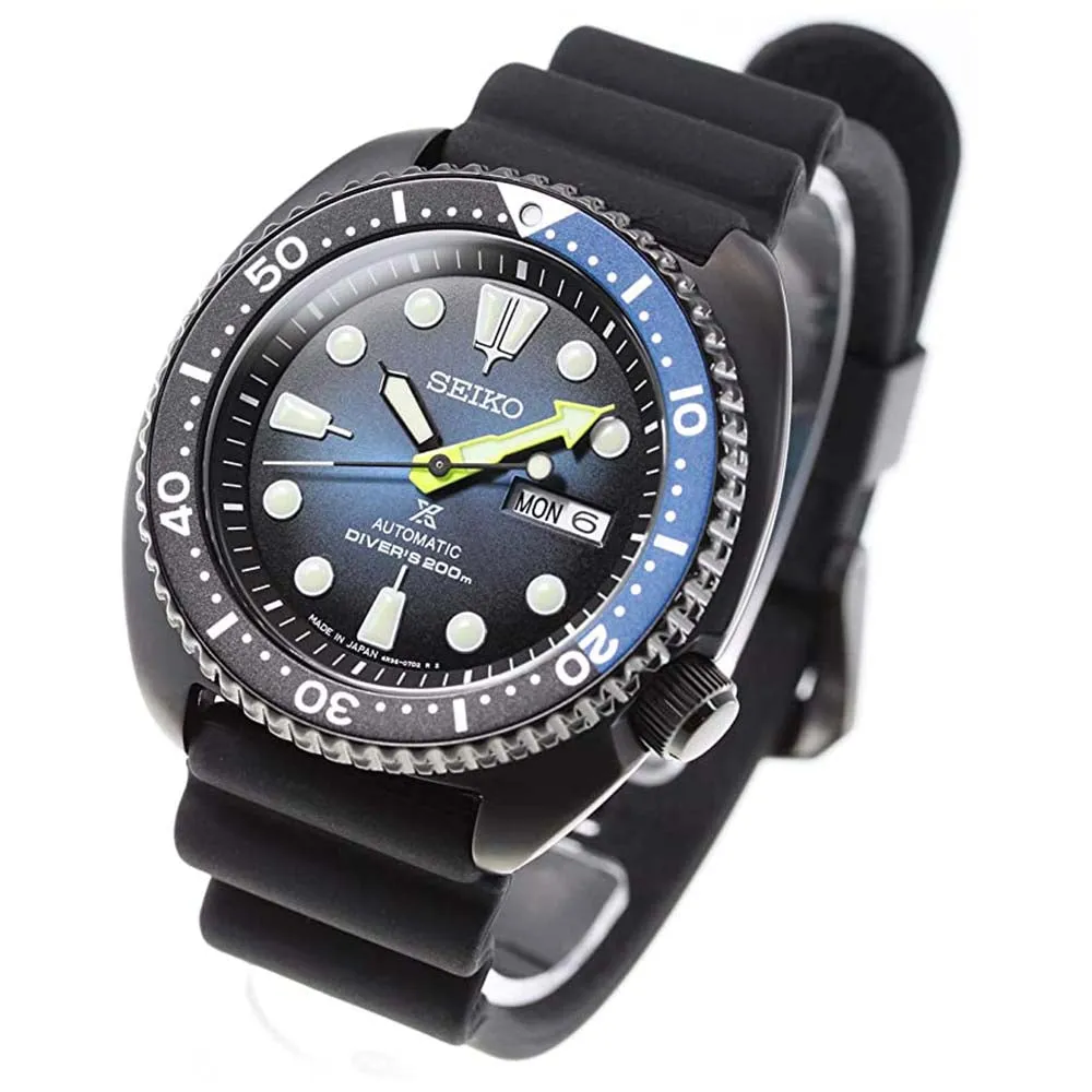 Seiko Men's Blue Dial Black Silicone Band Mechanical Automatic Watch - SBDY041