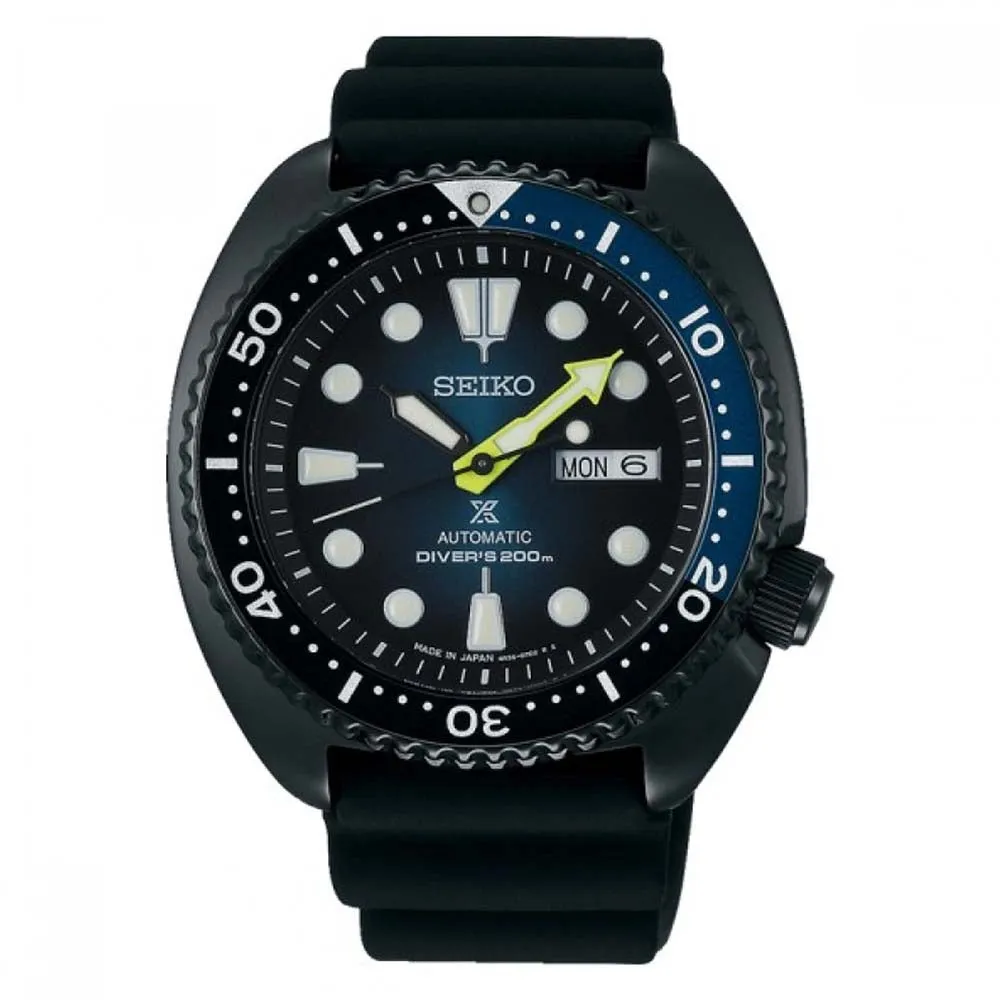 Seiko Men's Blue Dial Black Silicone Band Mechanical Automatic Watch - SBDY041