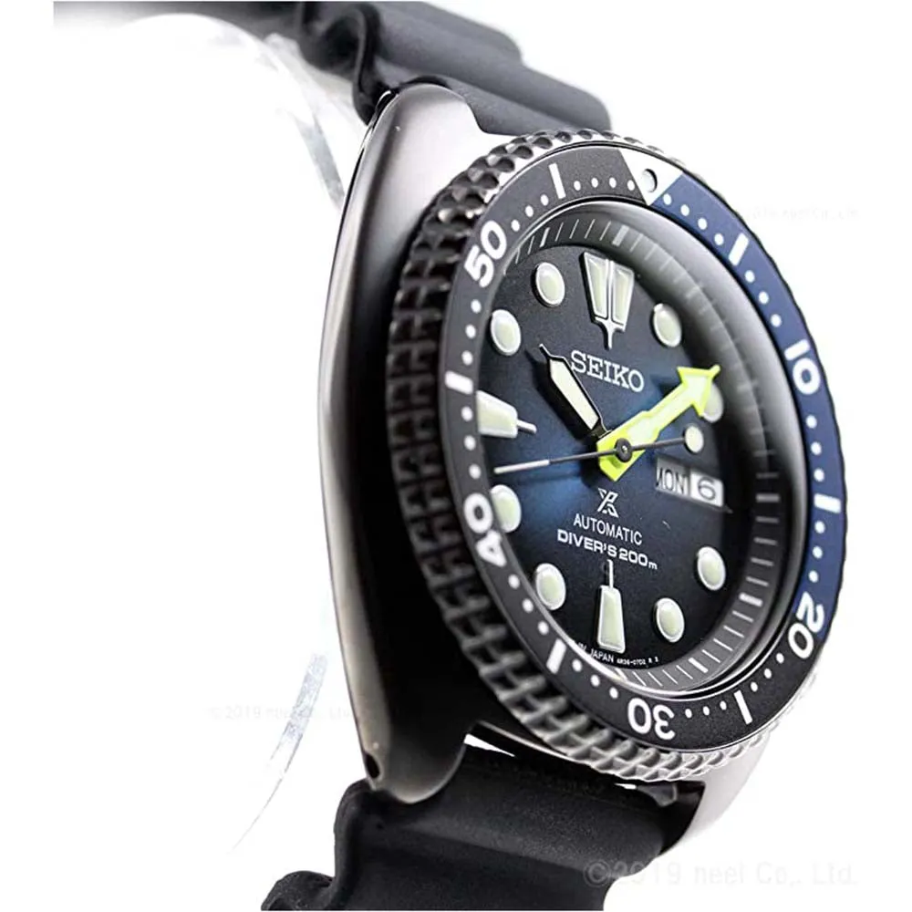 Seiko Men's Blue Dial Black Silicone Band Mechanical Automatic Watch - SBDY041