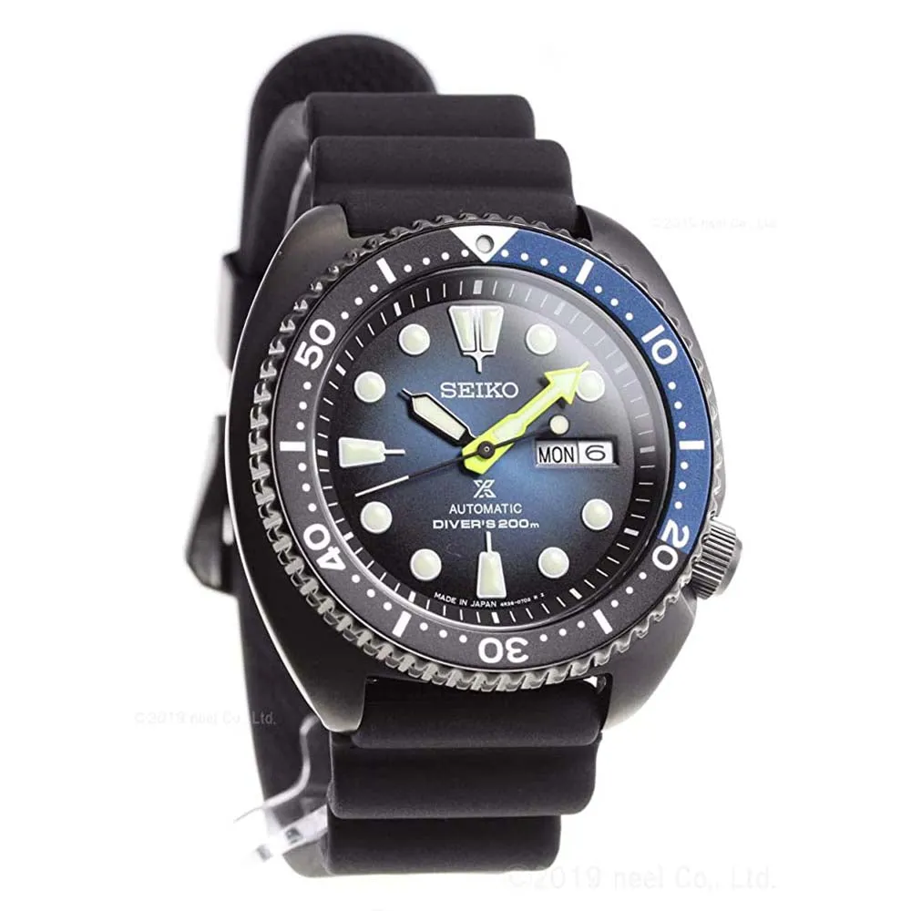 Seiko Men's Blue Dial Black Silicone Band Mechanical Automatic Watch - SBDY041