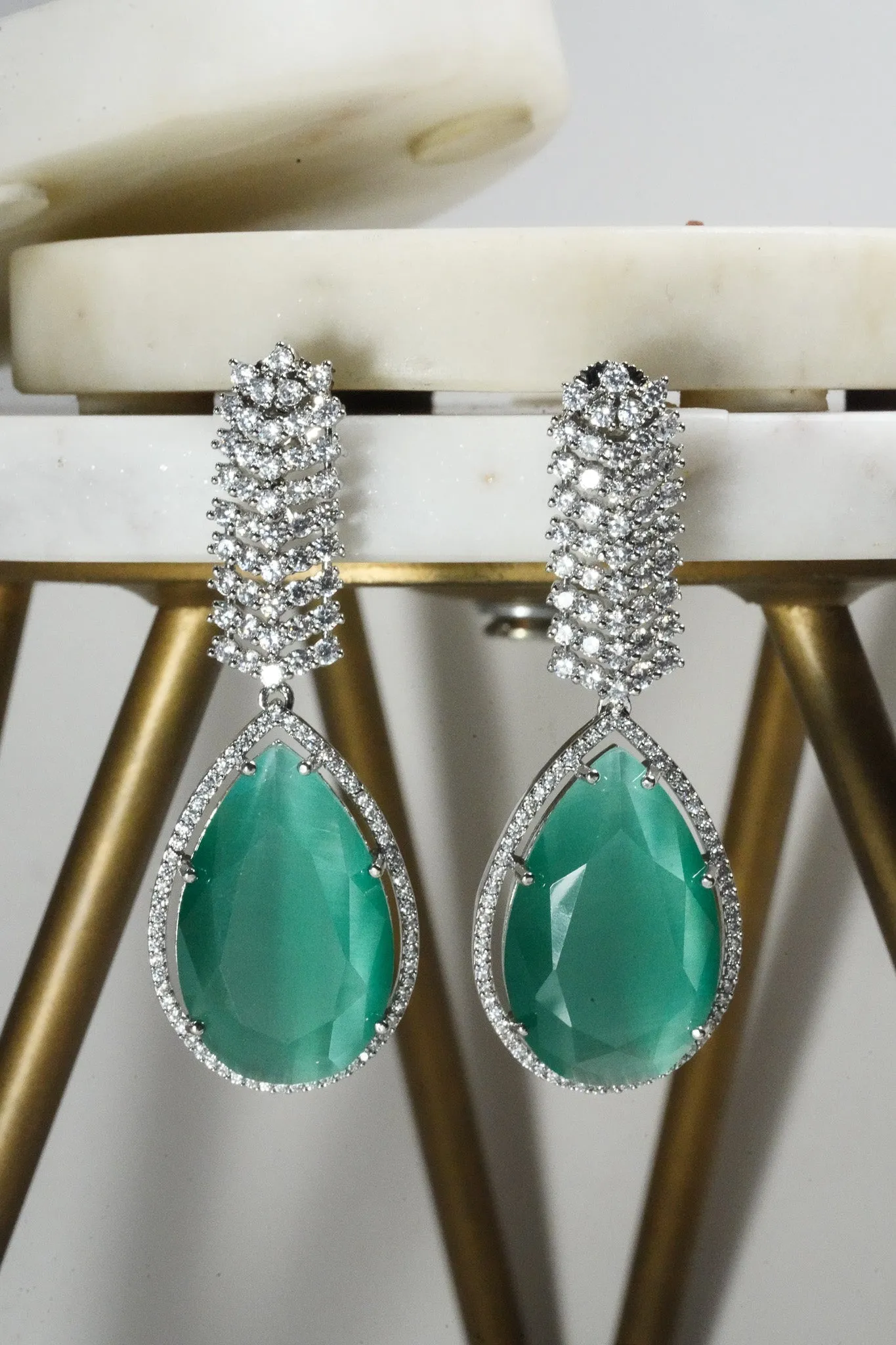 Sharmine - Pave Silver Diamanté Accent Necklace Set