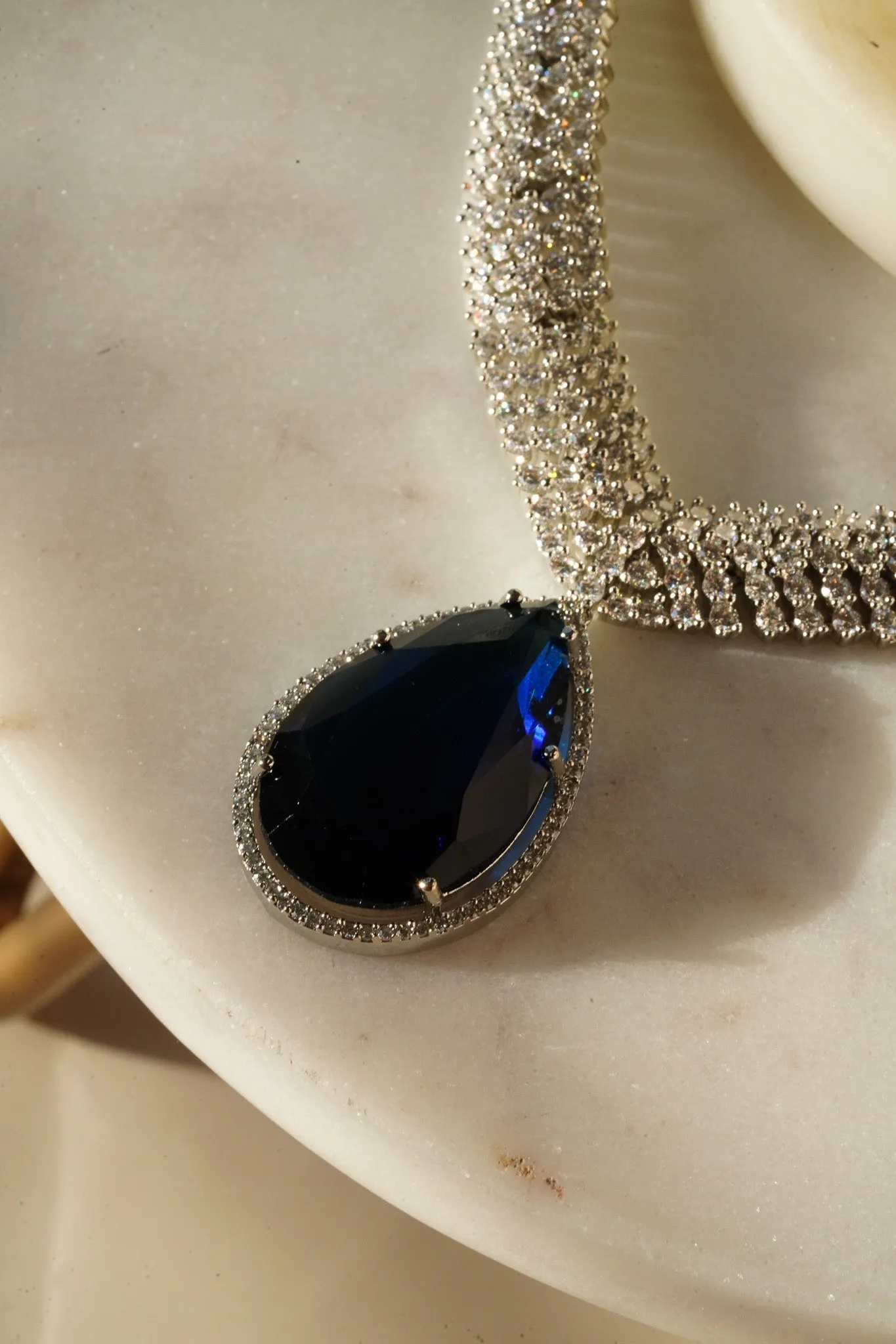 Sharmine - Pave Silver Diamanté Accent Necklace Set