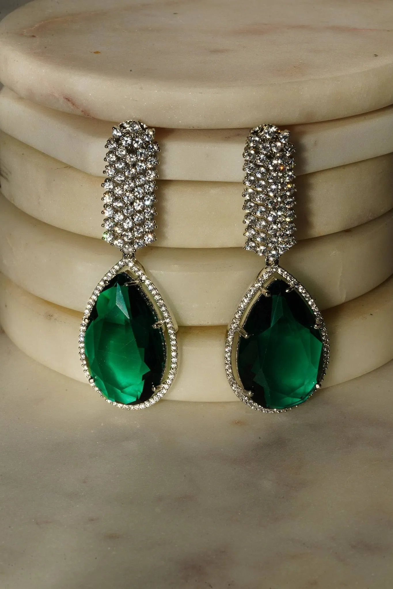 Sharmine - Pave Silver Diamanté Accent Necklace Set