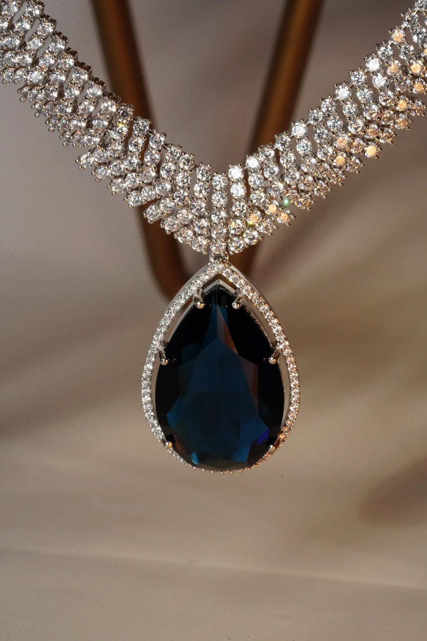 Sharmine - Pave Silver Diamanté Accent Necklace Set