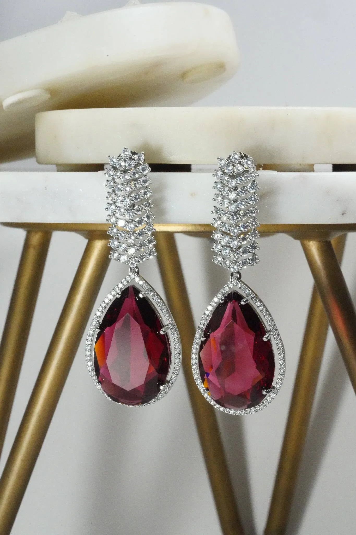 Sharmine - Pave Silver Diamanté Accent Necklace Set