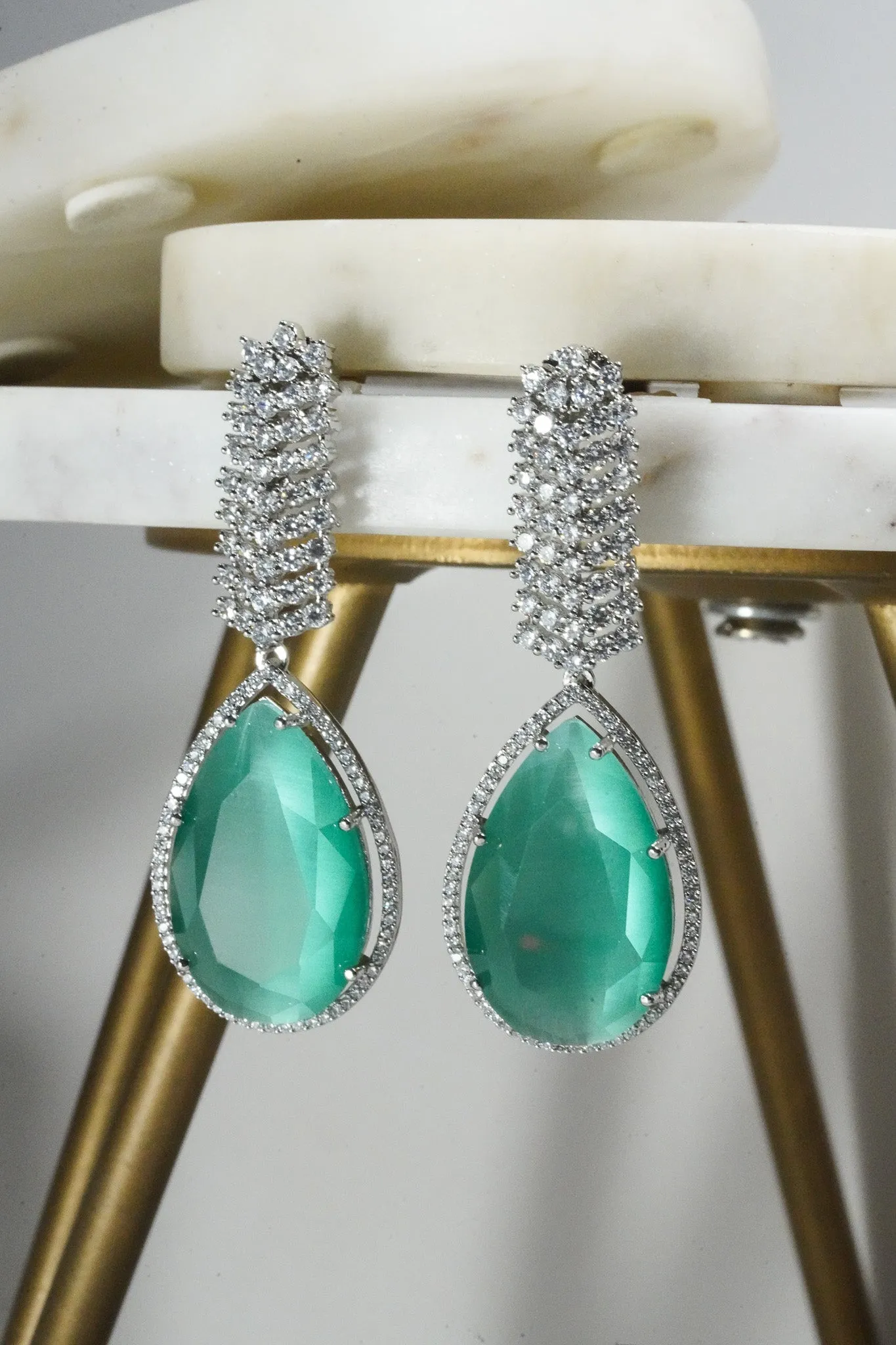 Sharmine - Pave Silver Diamanté Accent Necklace Set