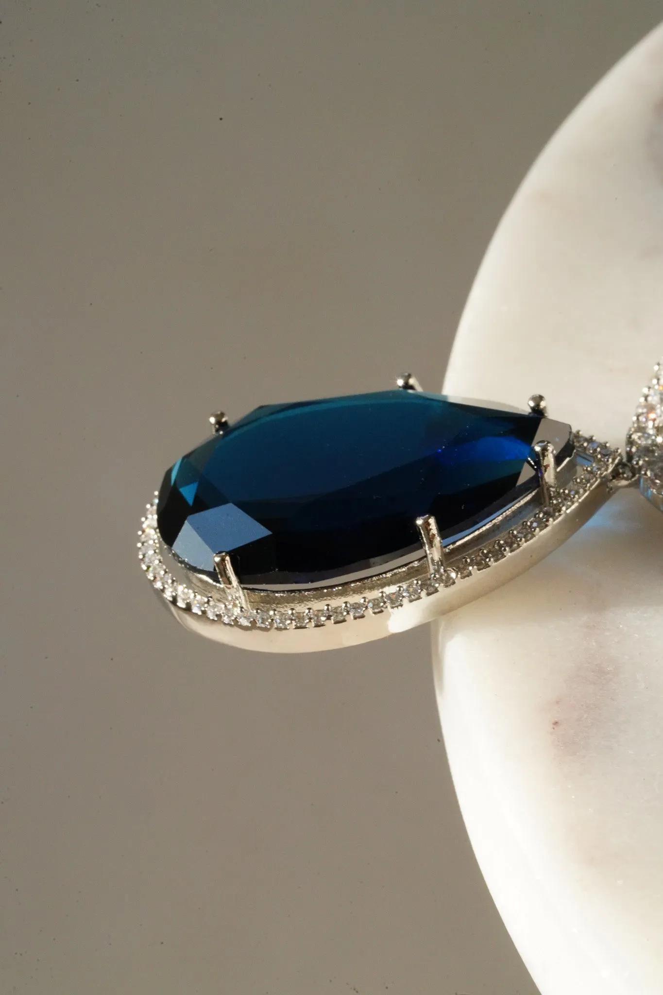 Sharmine - Pave Silver Diamanté Accent Necklace Set