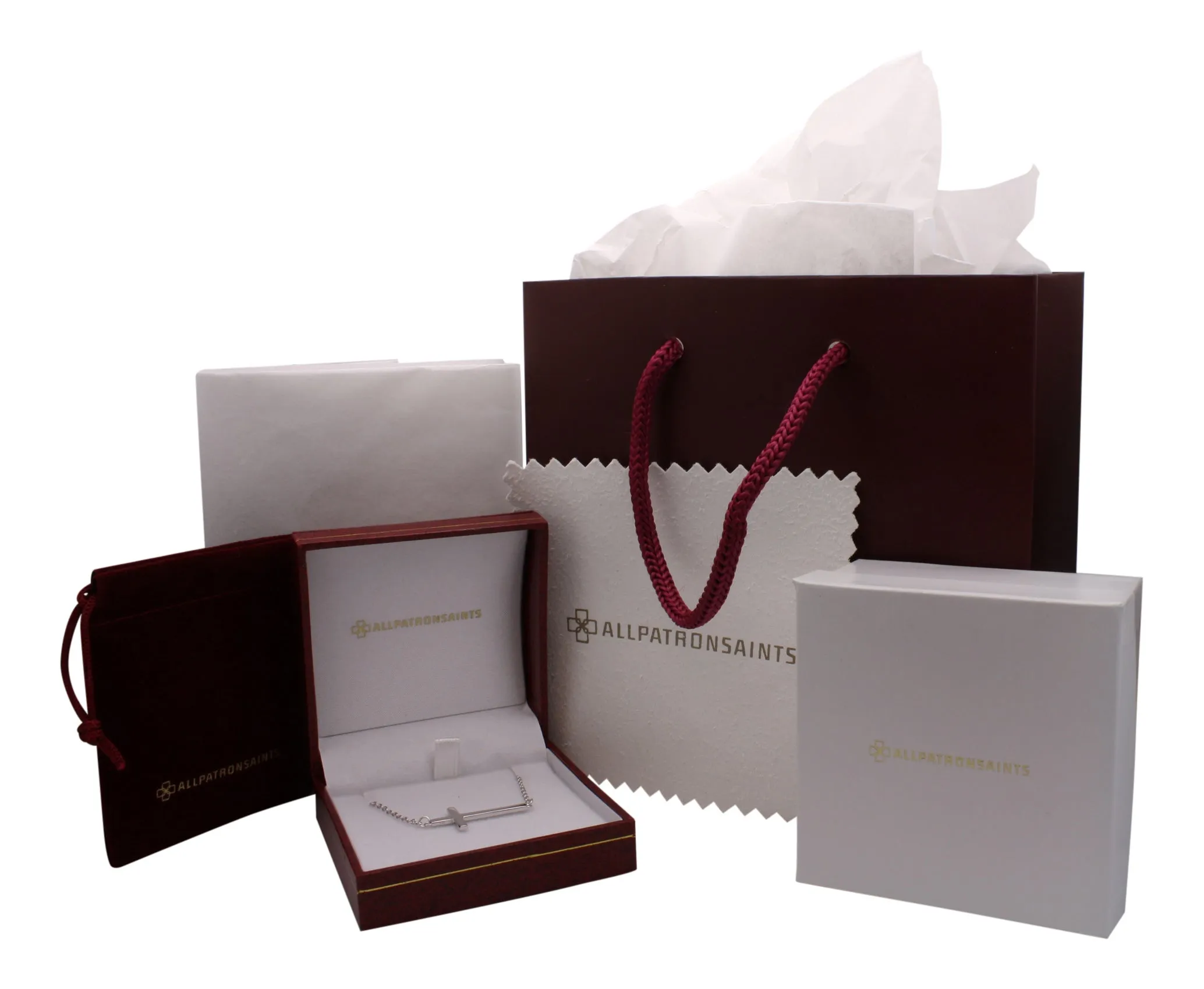Sideways Cross Necklace in Solid Sterling Silver With Gift Set