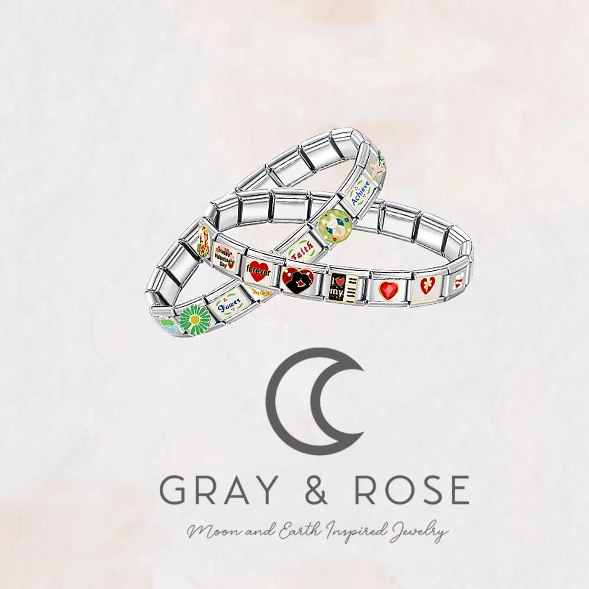 Silver and Gold Italian Charm Bracelet