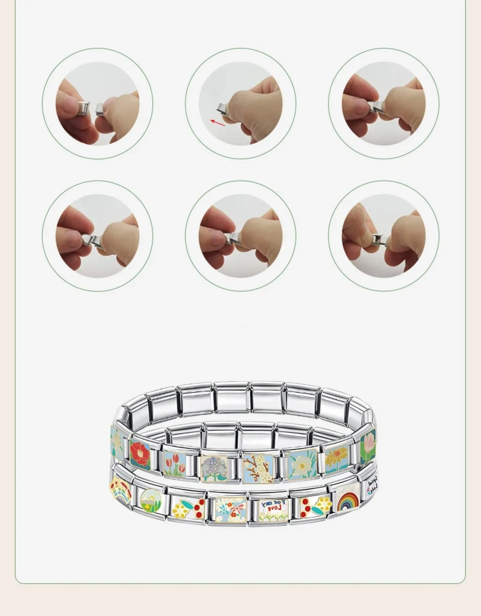 Silver and Gold Italian Charm Bracelet