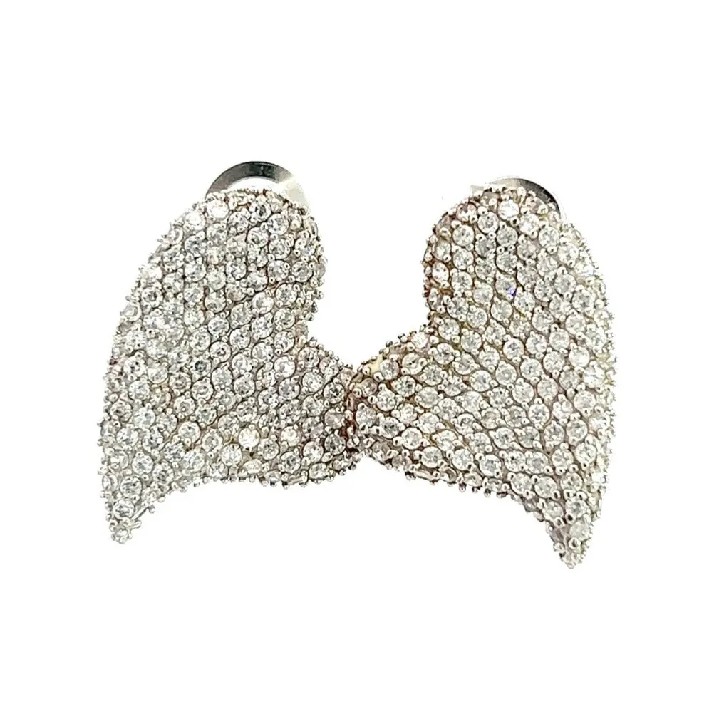 Silver Crystal Heart Sterling Silver Stud Earring
