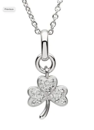 Silver Crystal Set Shamrock Pendant