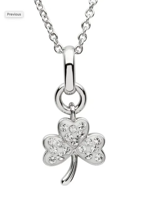 Silver Crystal Set Shamrock Pendant