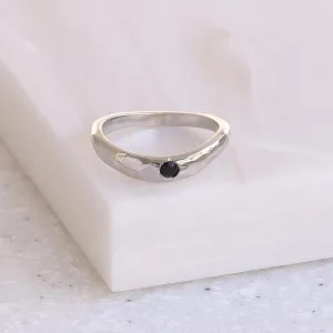 Silver Tone Texture Pinky Ring