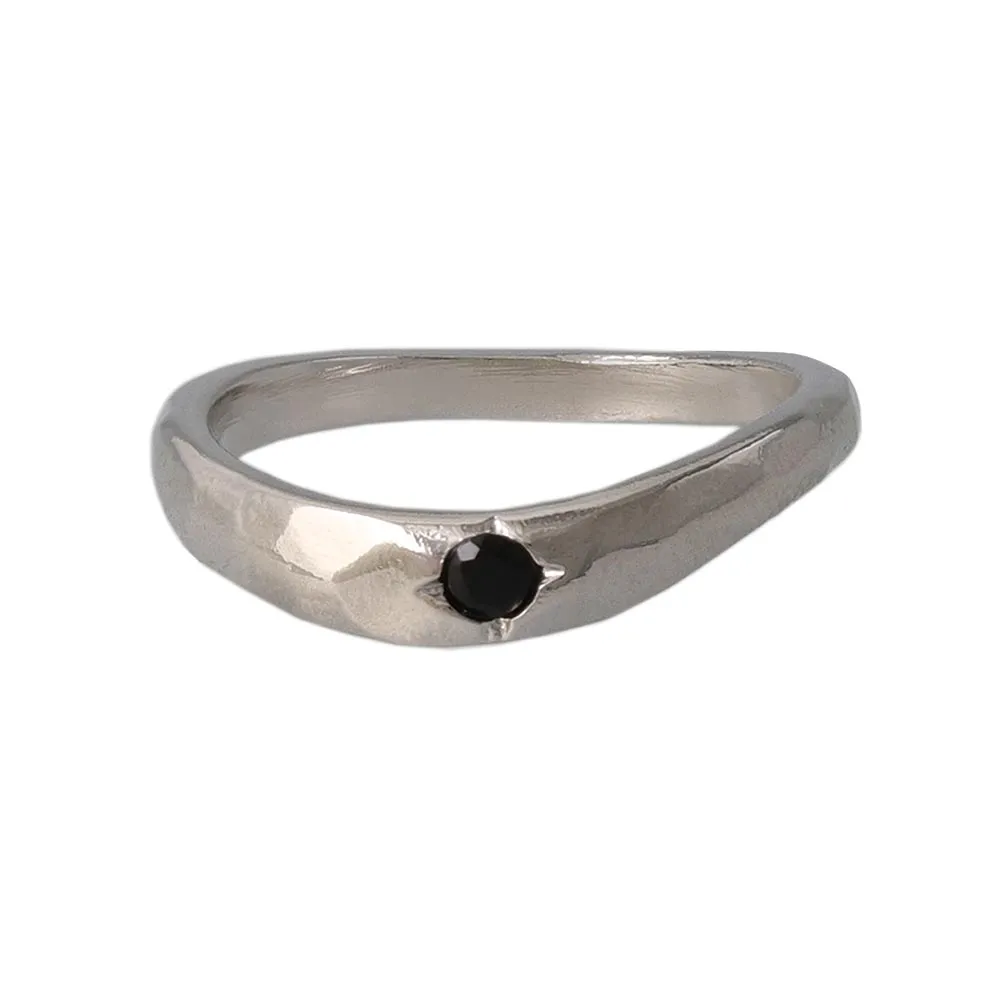 Silver Tone Texture Pinky Ring