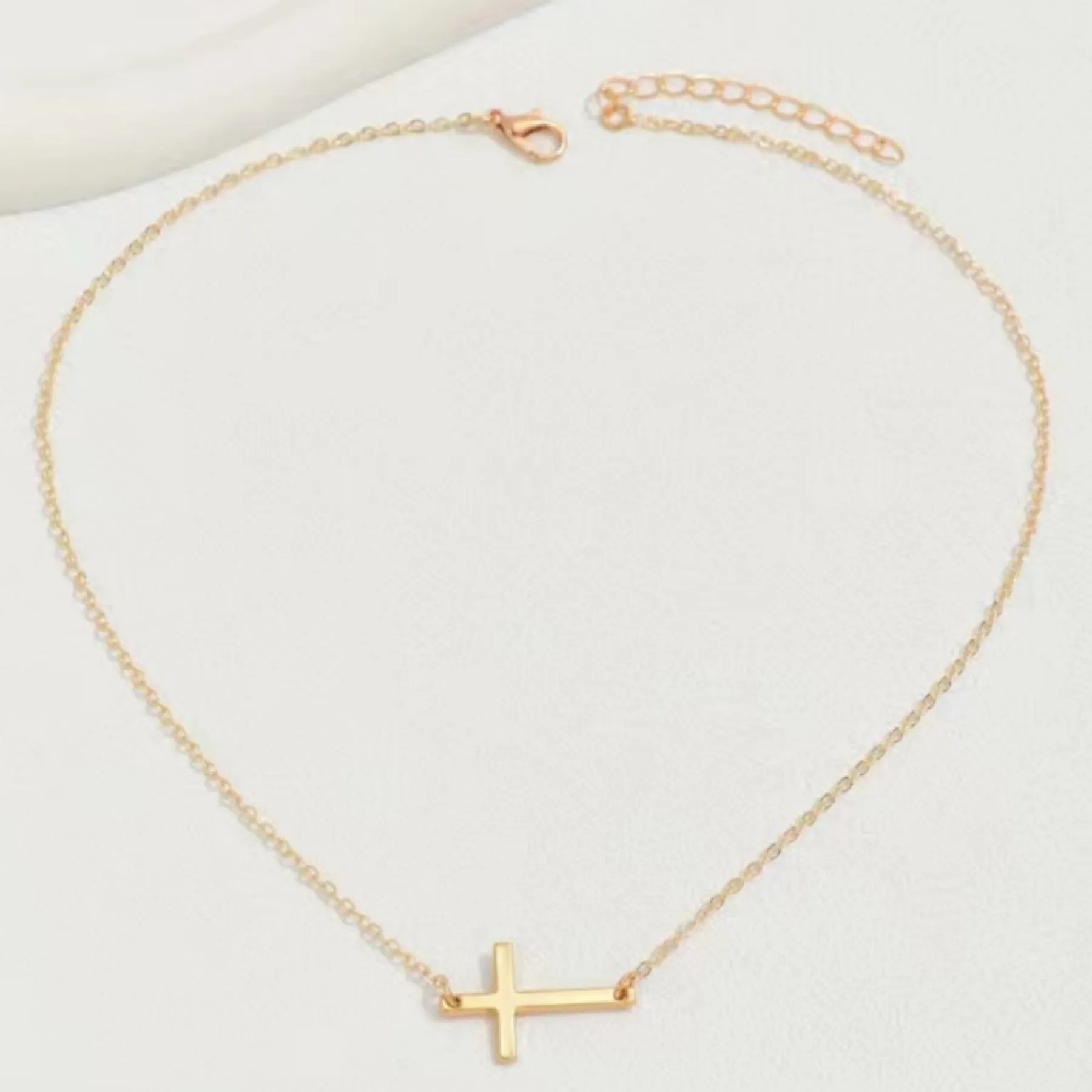 Simple Minimalist Gold Cross Necklace