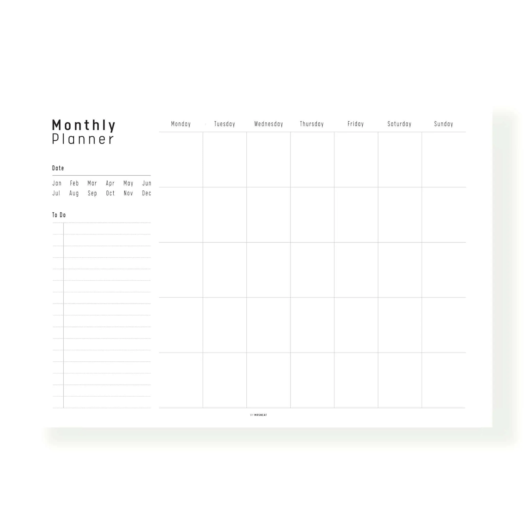 Simple Monthly Planner Printable - M245