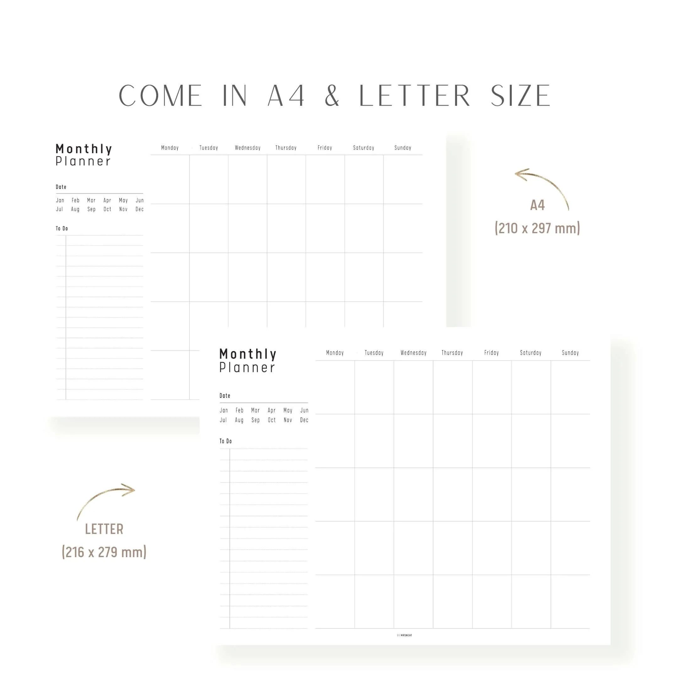 Simple Monthly Planner Printable - M245