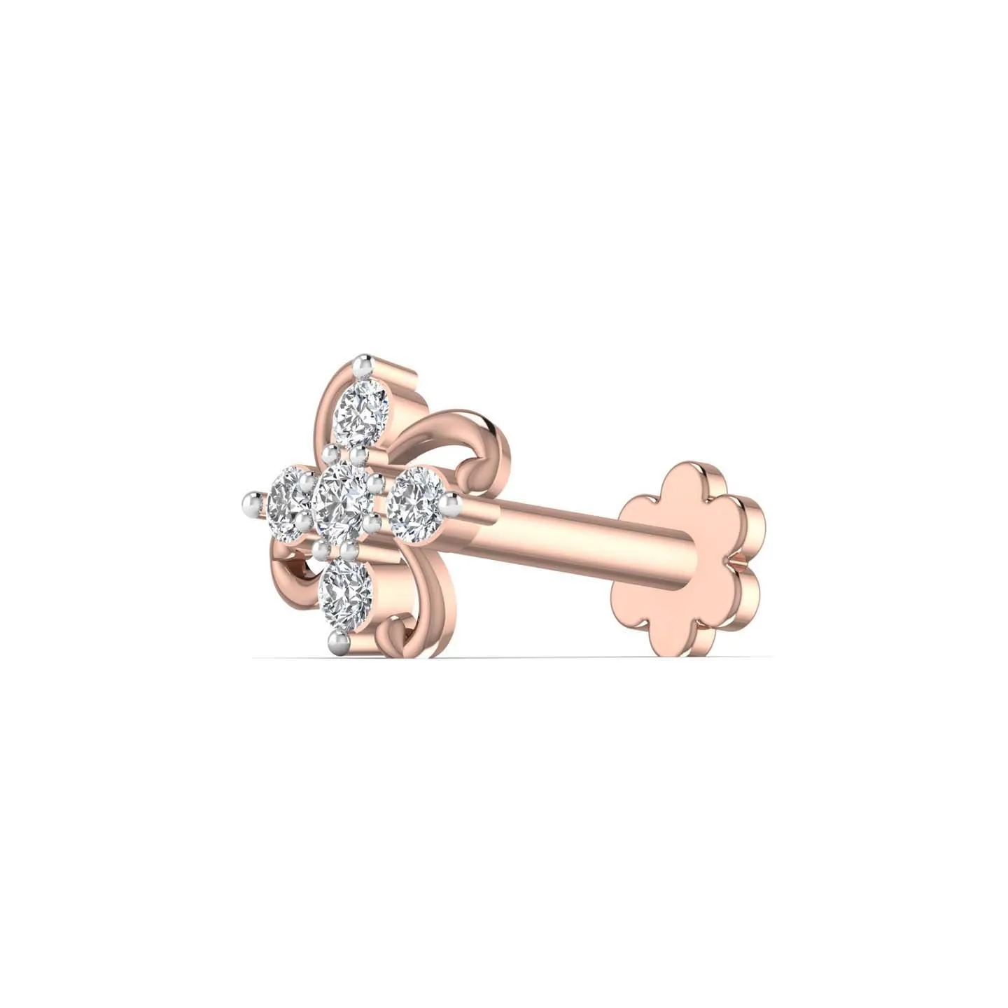 Sleek Design 0.08CT Diamond Nose Pin