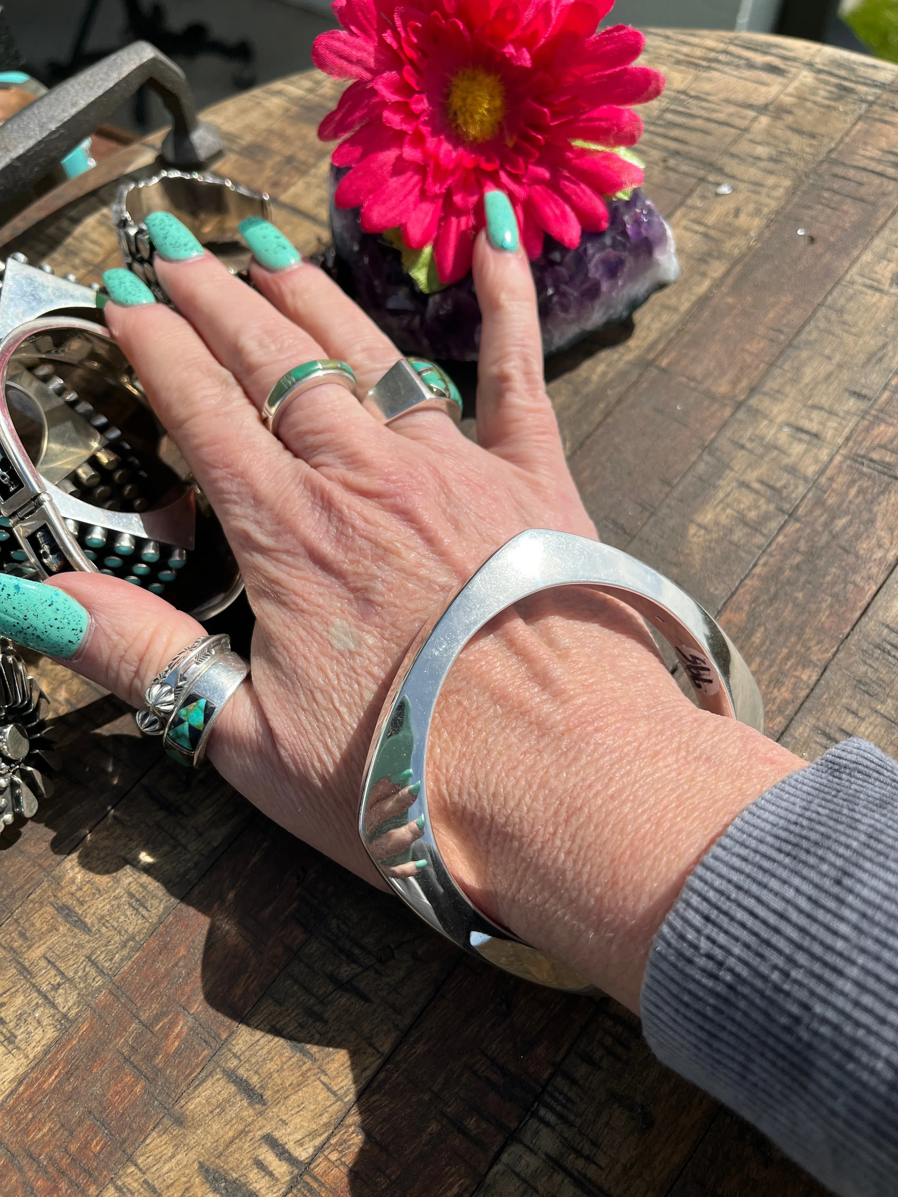Sterling Pyramid Stacker Bracelet