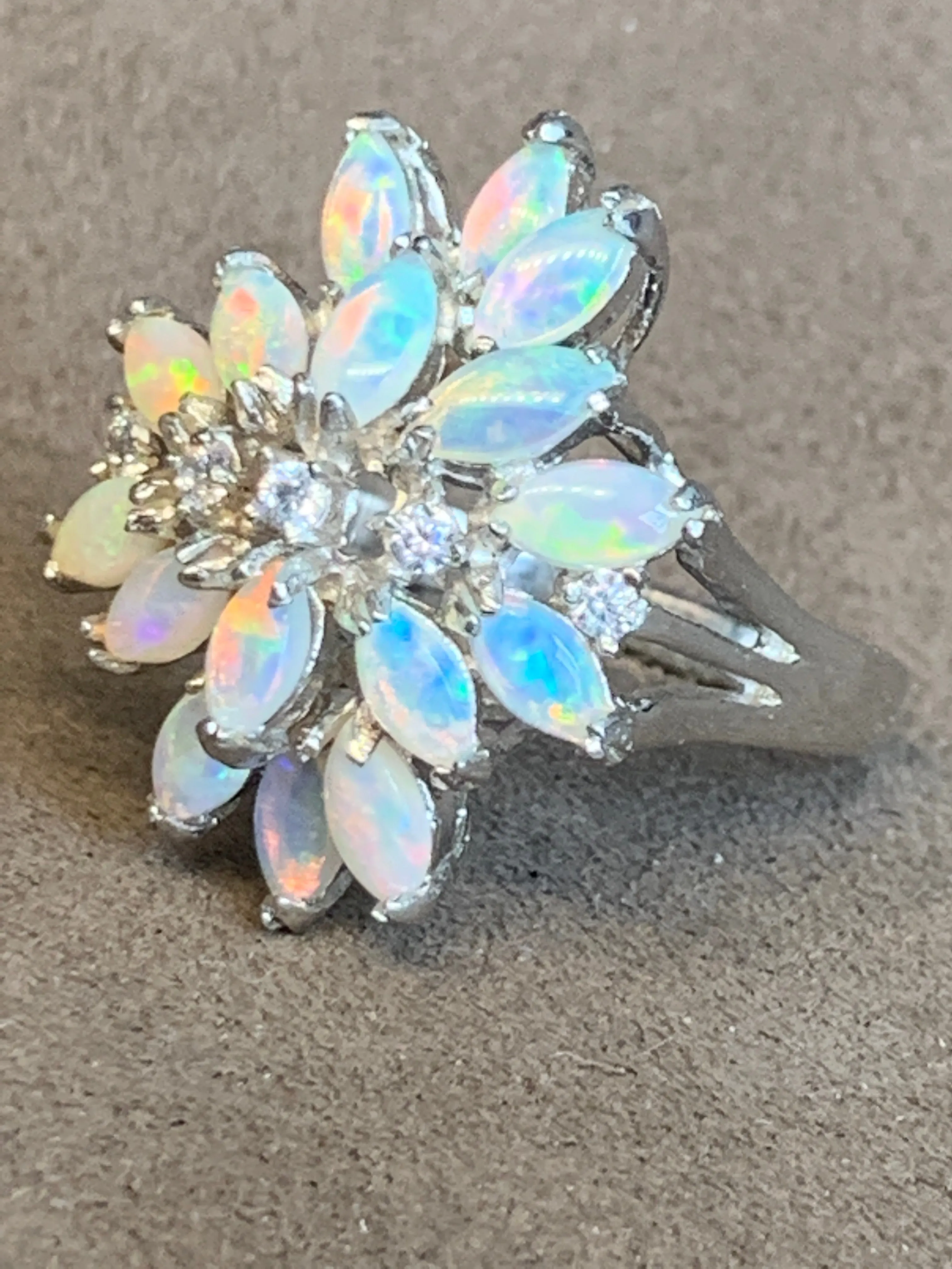 STERLING SILVER OPAL LOTUS RING