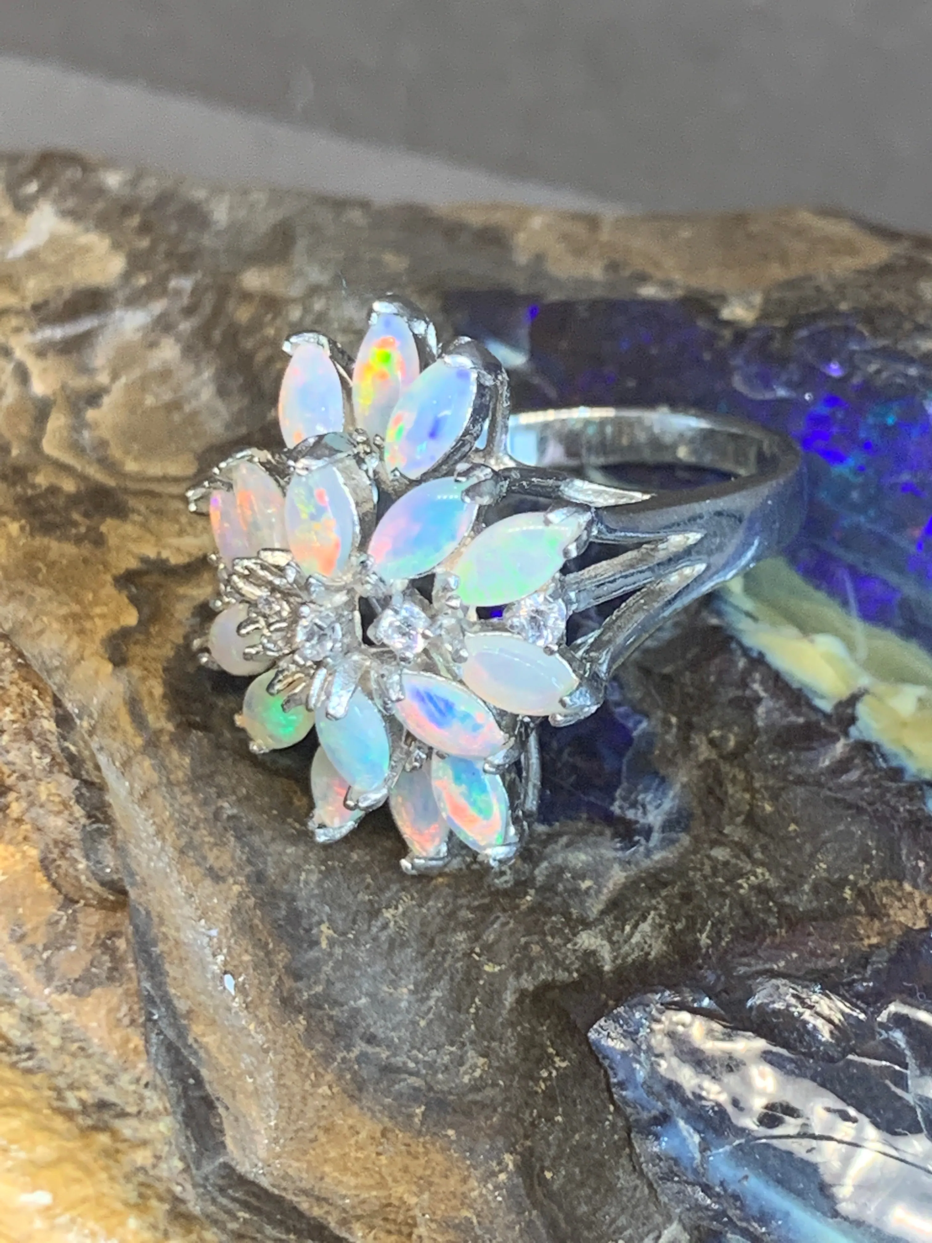 STERLING SILVER OPAL LOTUS RING