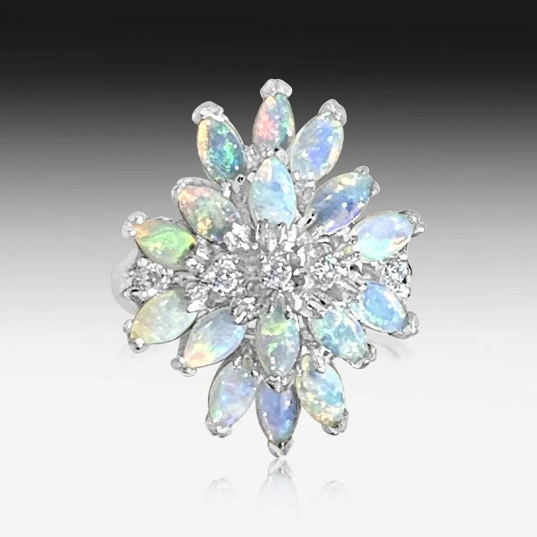 STERLING SILVER OPAL LOTUS RING