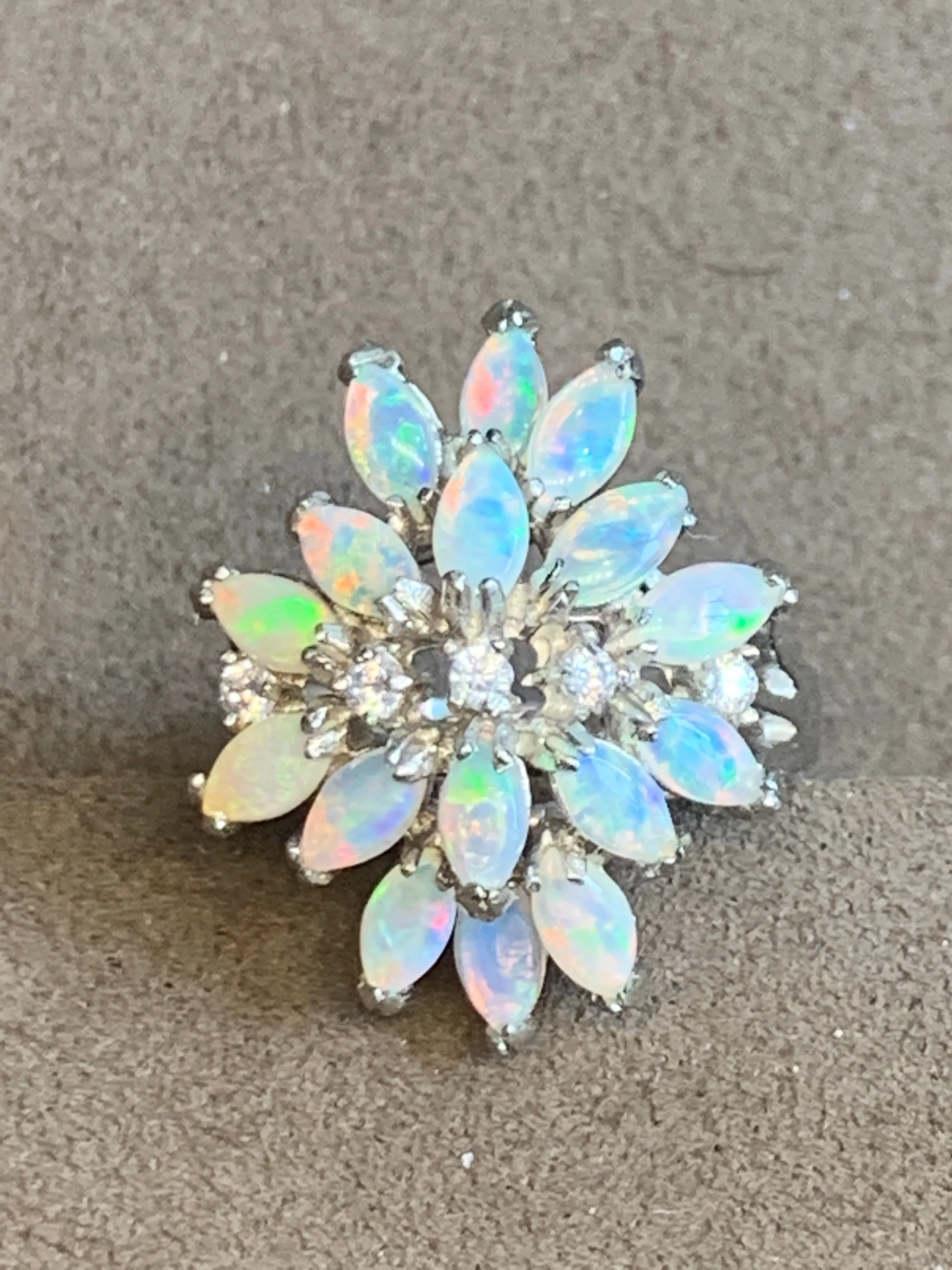 STERLING SILVER OPAL LOTUS RING