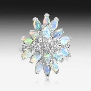 STERLING SILVER OPAL LOTUS RING