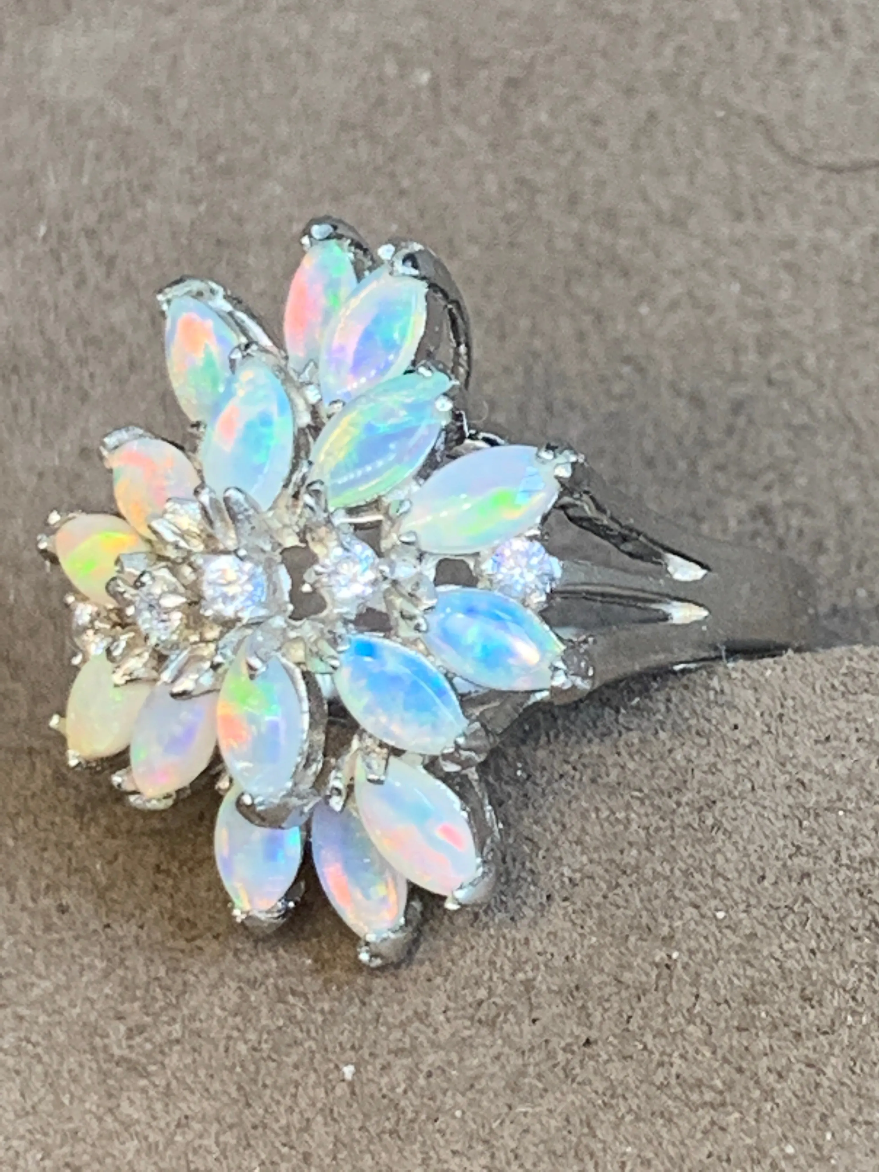 STERLING SILVER OPAL LOTUS RING