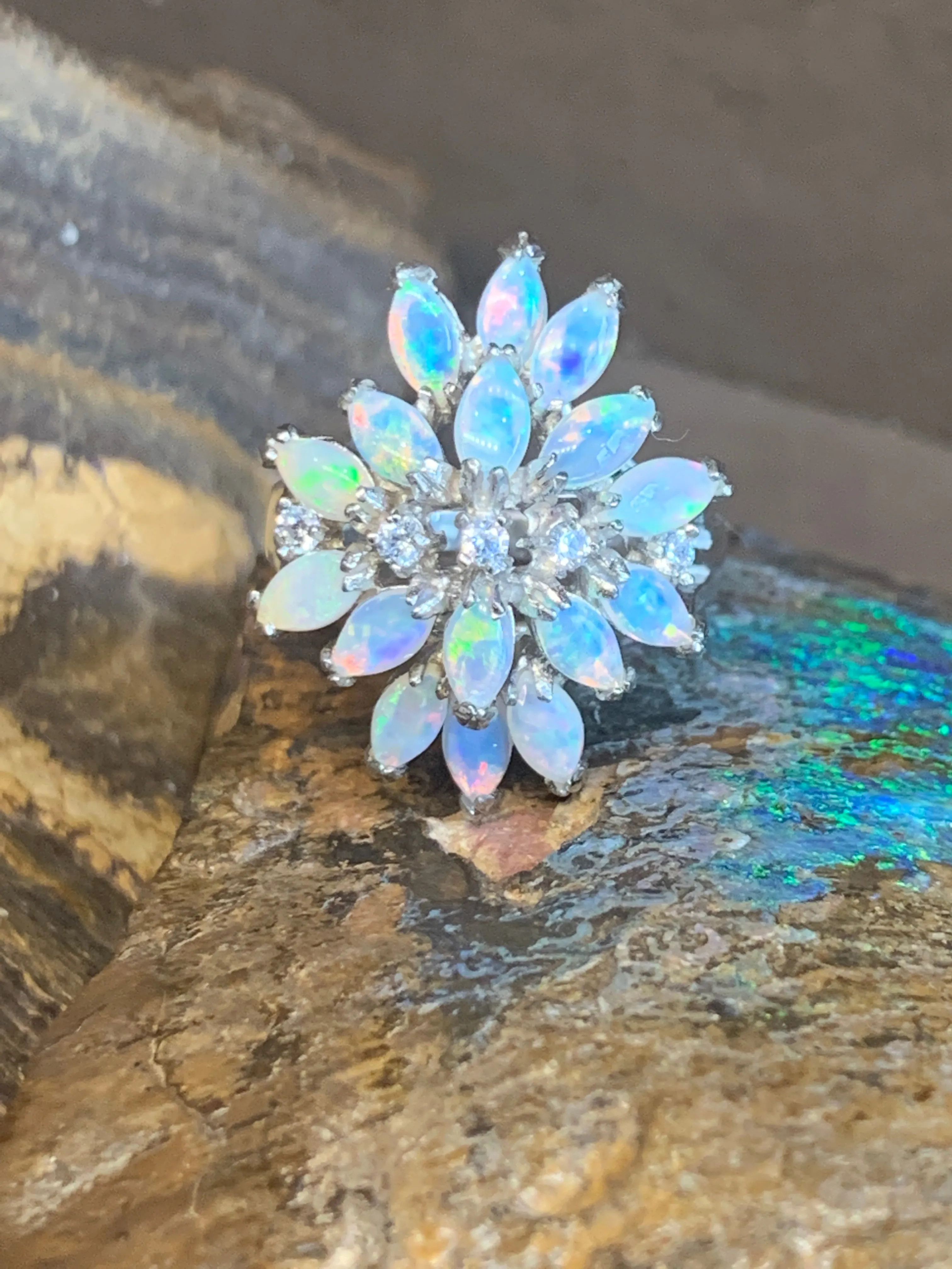 STERLING SILVER OPAL LOTUS RING
