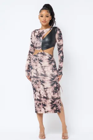 Tie Dye Long Sleeve Midi Dress
