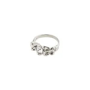 TINA organic shape crystal ring silver-plated