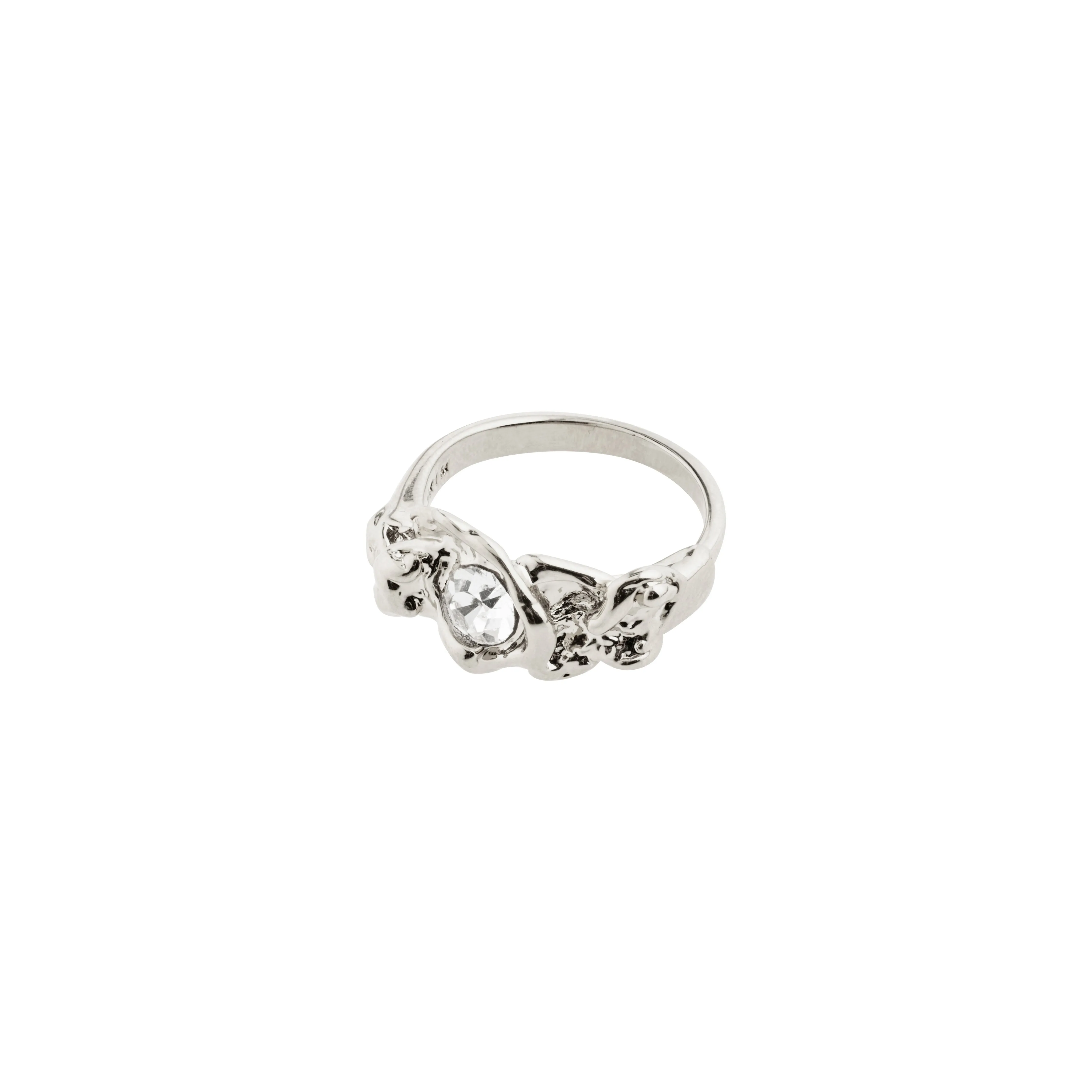 TINA organic shape crystal ring silver-plated