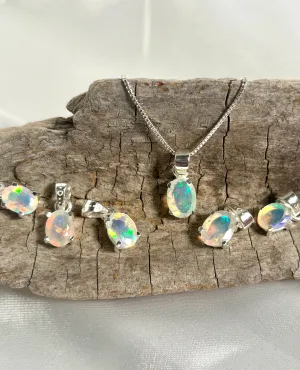 Tiny Facet Cut Prong Set Ethiopian Opal Pendant