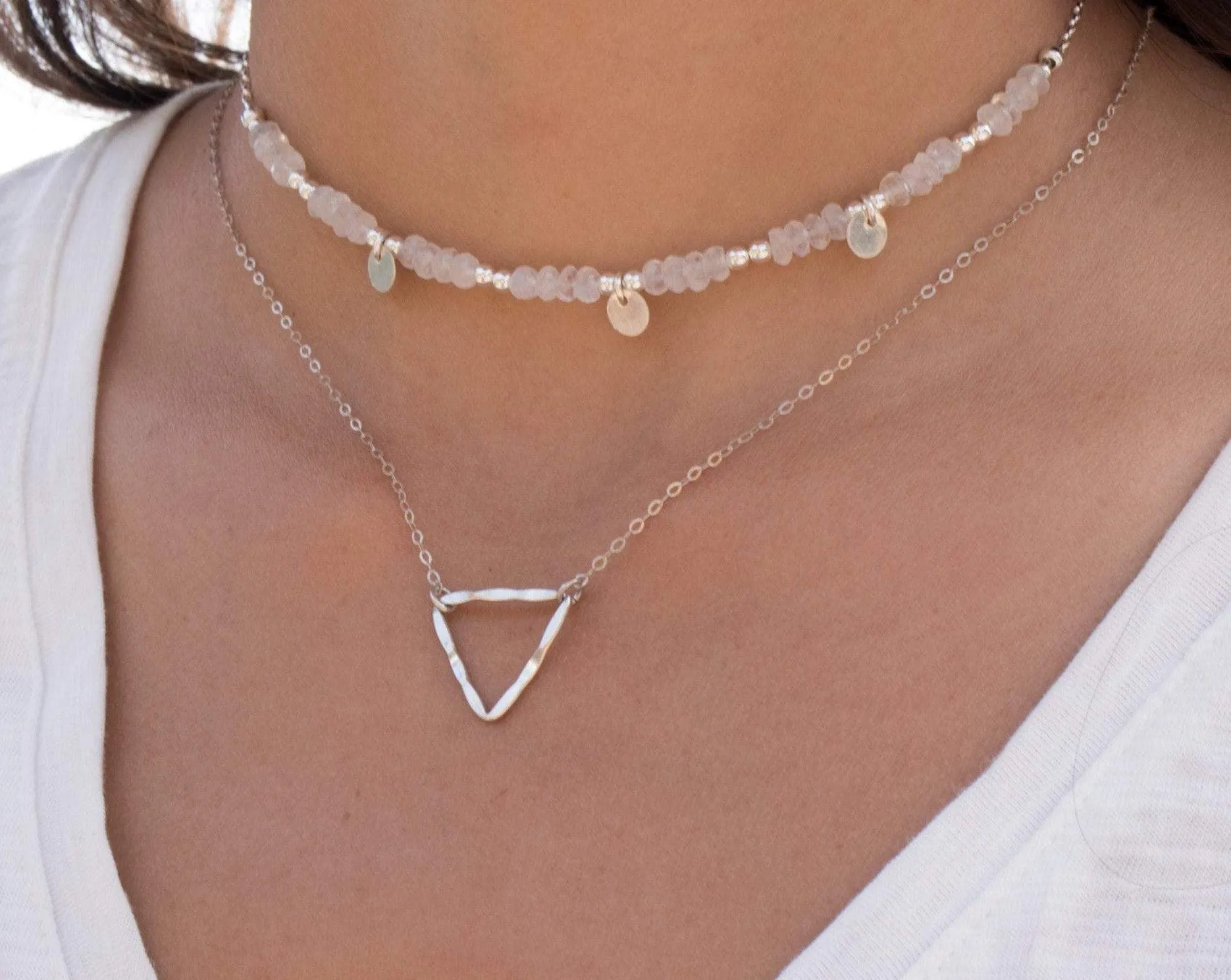 Triangle  Necklace Choker ~Sterling Silver 925