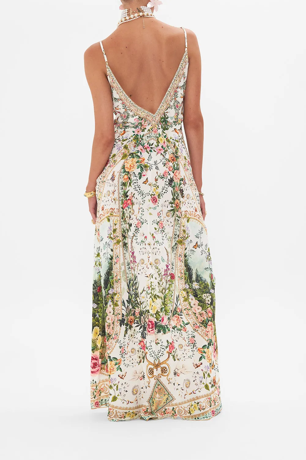 V NECK FULL LENGTH BIAS SLIP DRESS RENAISSANCE ROMANCE