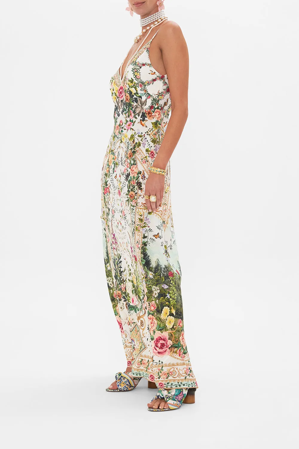 V NECK FULL LENGTH BIAS SLIP DRESS RENAISSANCE ROMANCE