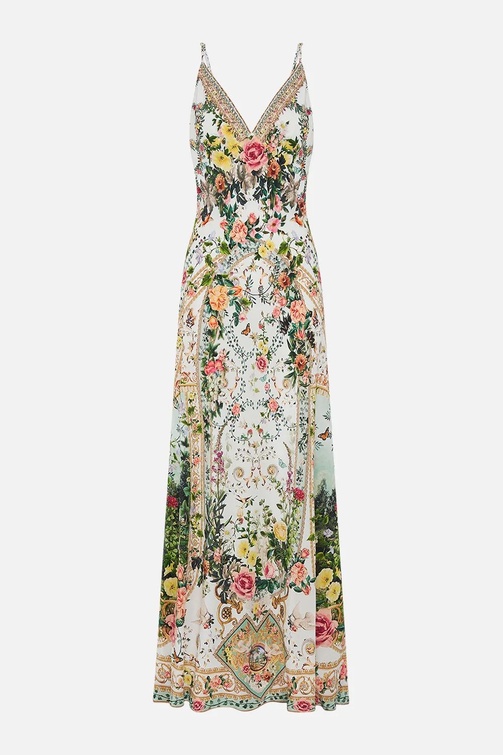 V NECK FULL LENGTH BIAS SLIP DRESS RENAISSANCE ROMANCE