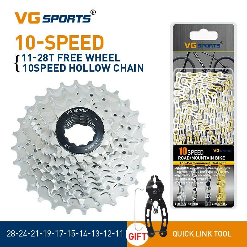 VG Sports 8 9 10 11 Speed Velocidade Bicycle Freewheel Road Bike Sprocket Cassette 9v 10v 11v EL Bike Chain Quick Link Tool Set
