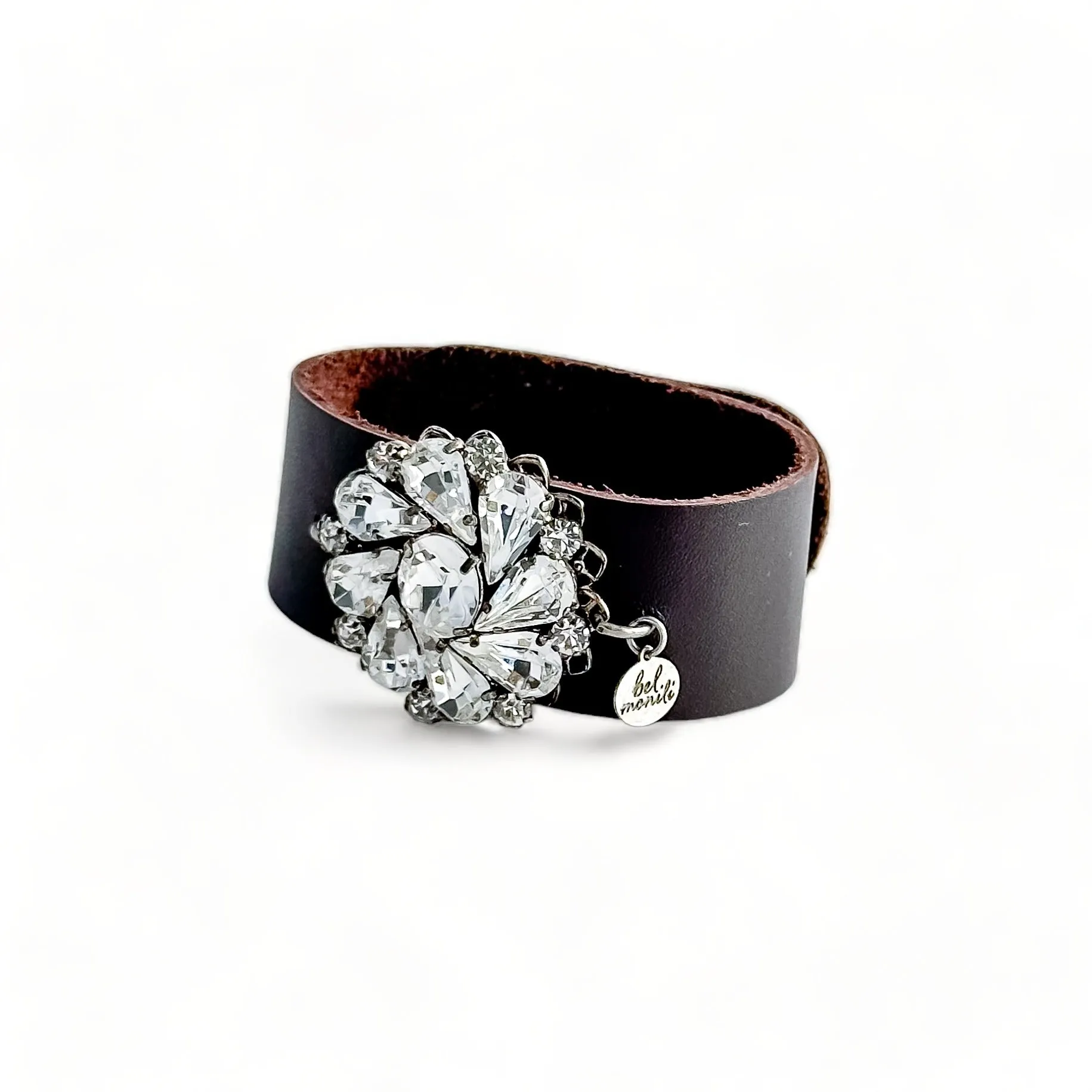 Vintage statement leather cuff bracelet