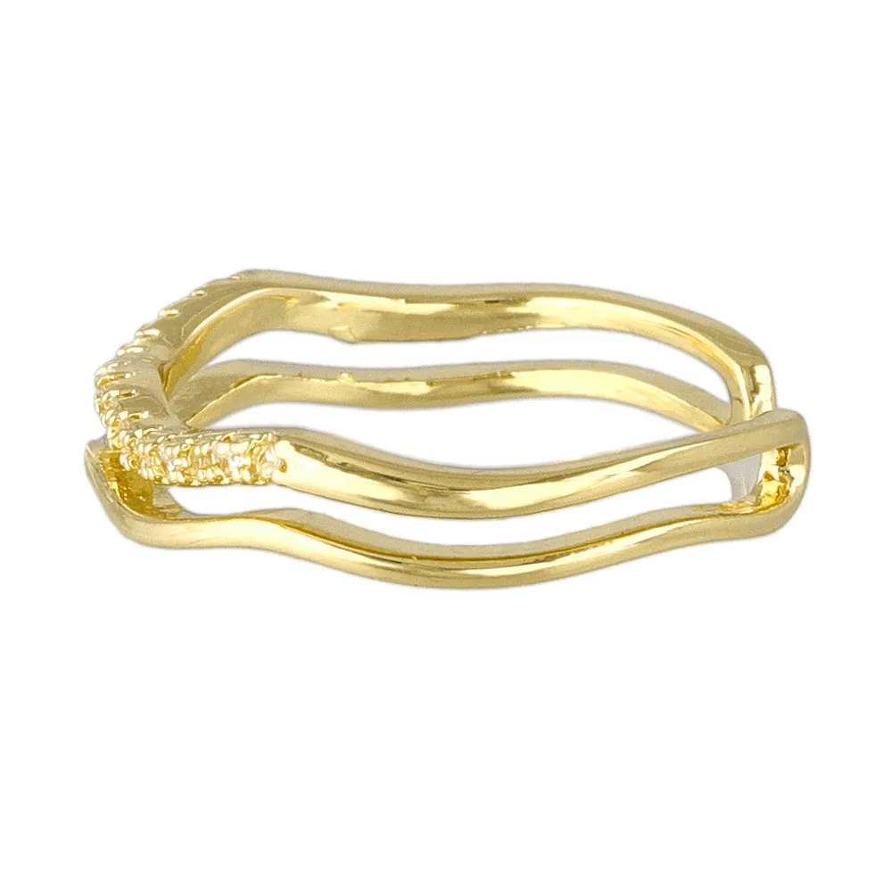 Wavy Gemline Double Ring