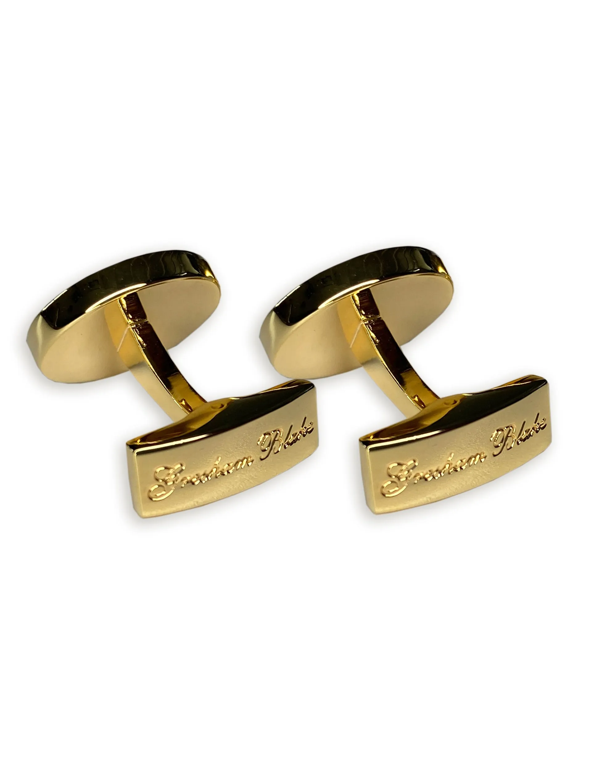 White Enamel Gold Logo Cufflink