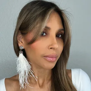 White Feather & Crystal Sterling Silver Earring