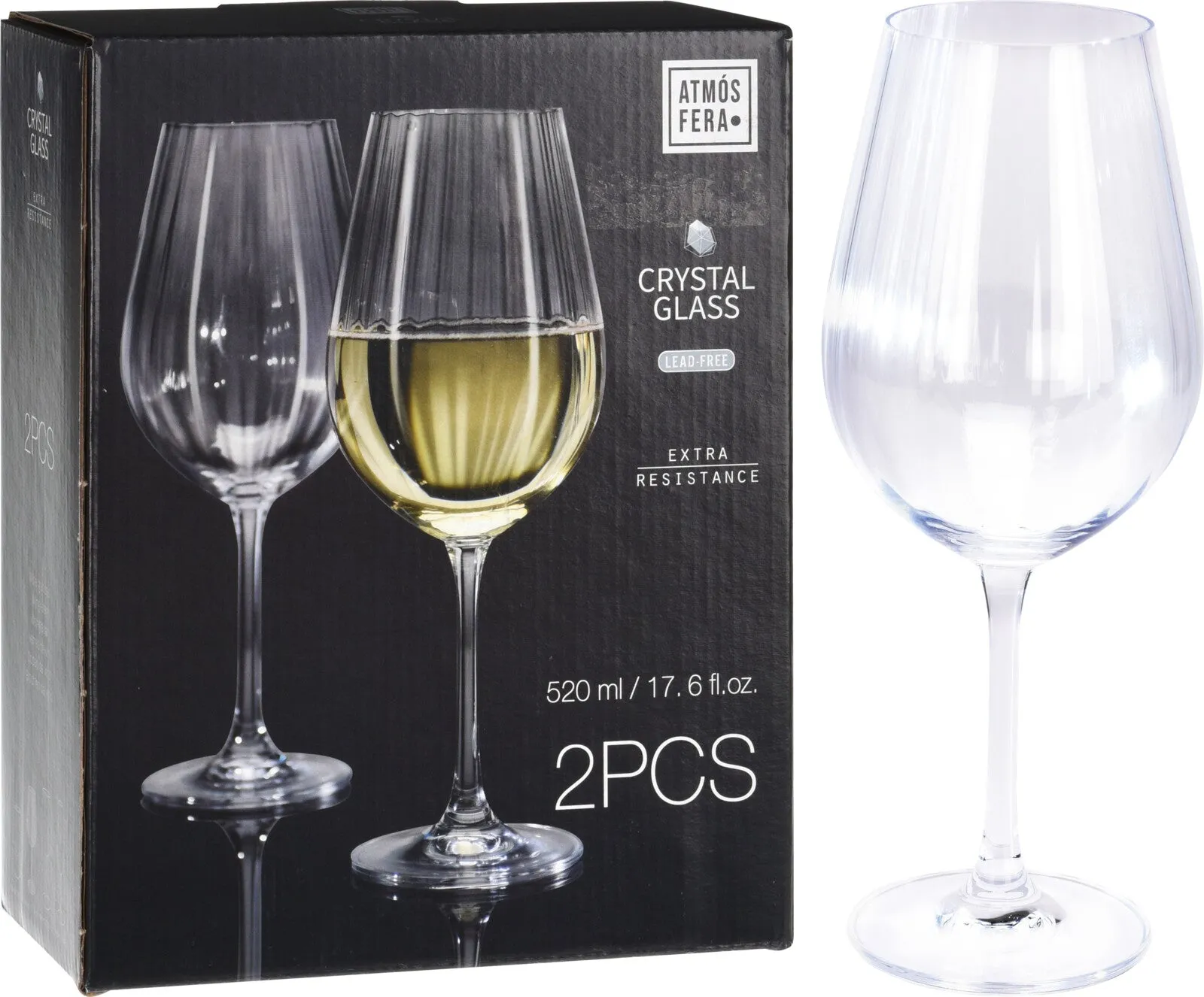 White Wine Crystalline Glasses Set of 2