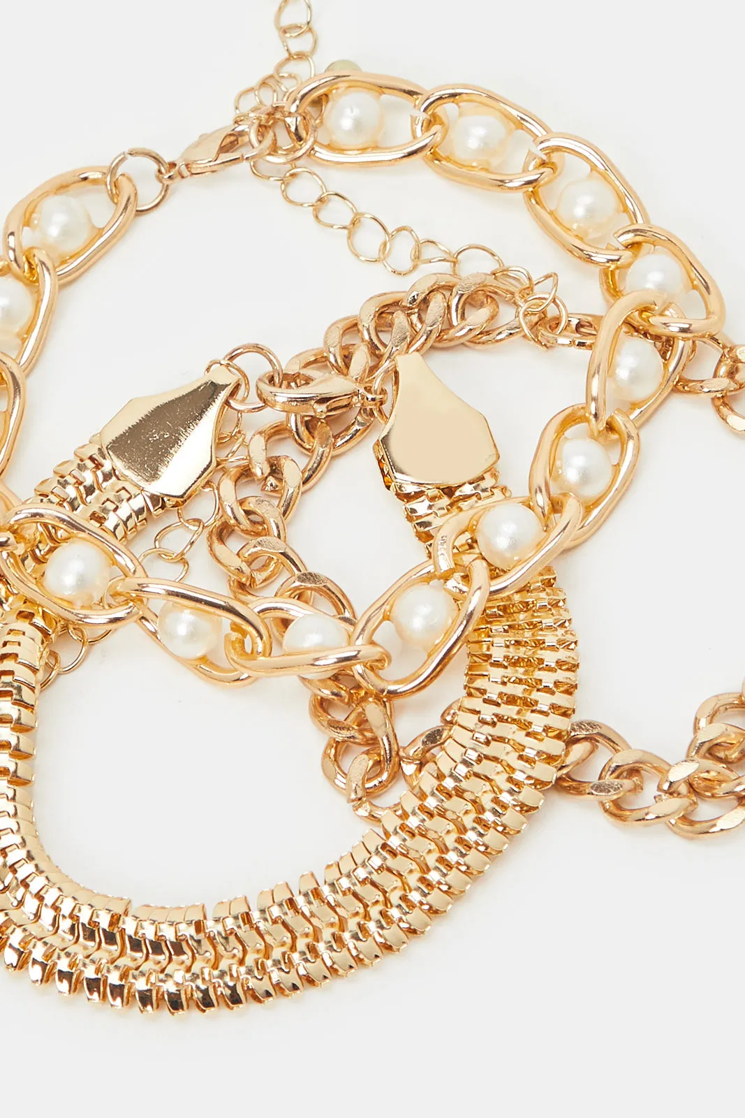 Women Gold Embellished Bracelet Set (3 Piece)