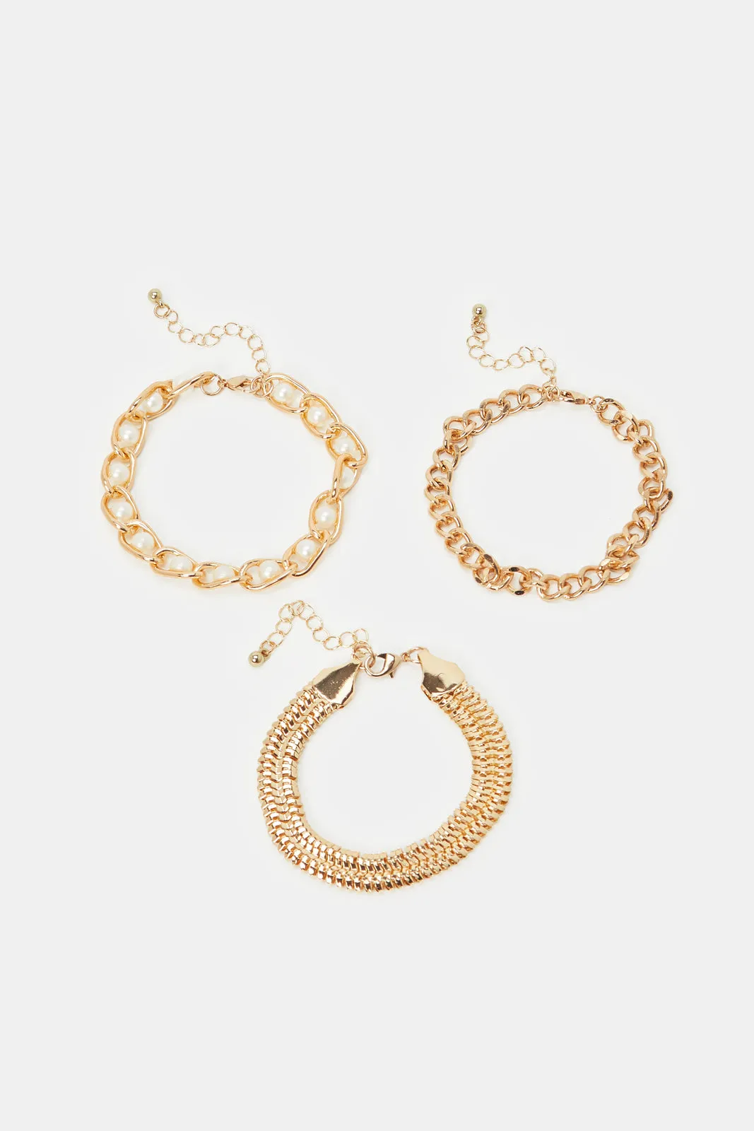 Women Gold Embellished Bracelet Set (3 Piece)