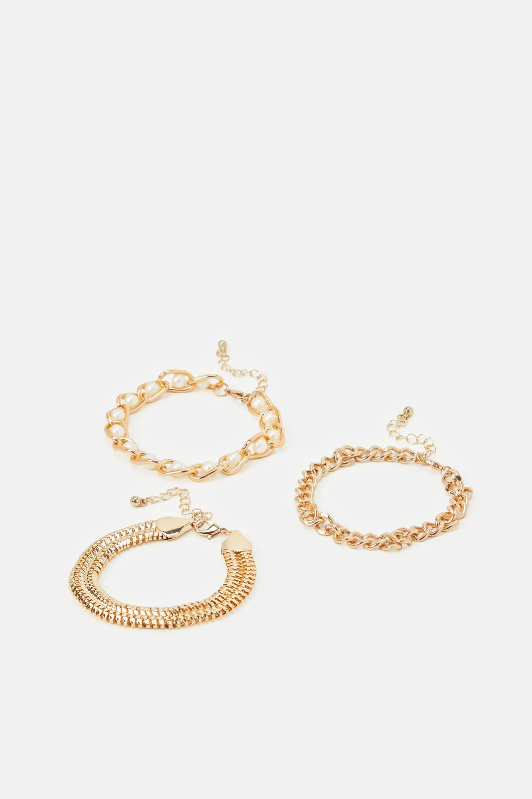 Women Gold Embellished Bracelet Set (3 Piece)